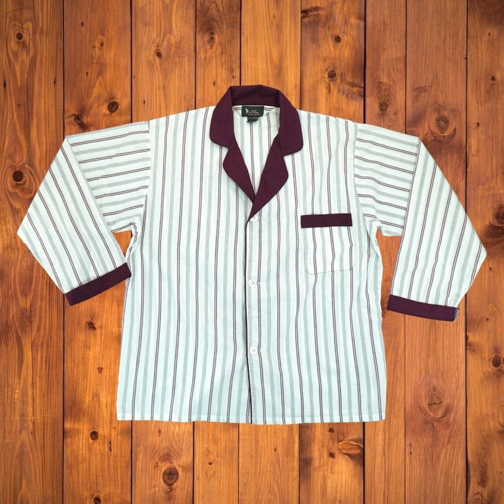 Vintage Bert Pulitzer Long Sleeve Pajama Top Stripes‎ White/Red Women's